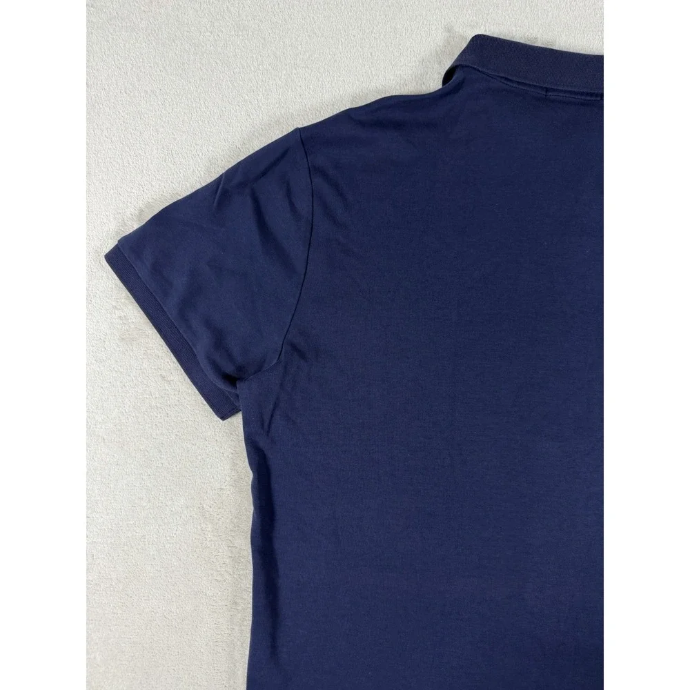 Polo Ralph Lauren Custom Slim Fit Polo Shirt Mens XL Blue Cotton Mesh Brown Pony